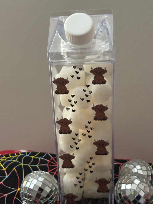 Cows and mini hearts water bottle